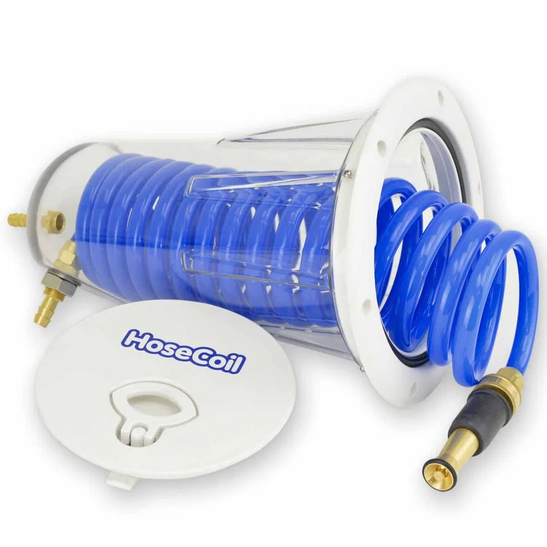 HC15F – HOSECOIL Boat Washdown Hose, Coiled 15 Foot Hose Length 3/4 Inch Garden Hose Fitting Blue High Performance Po...